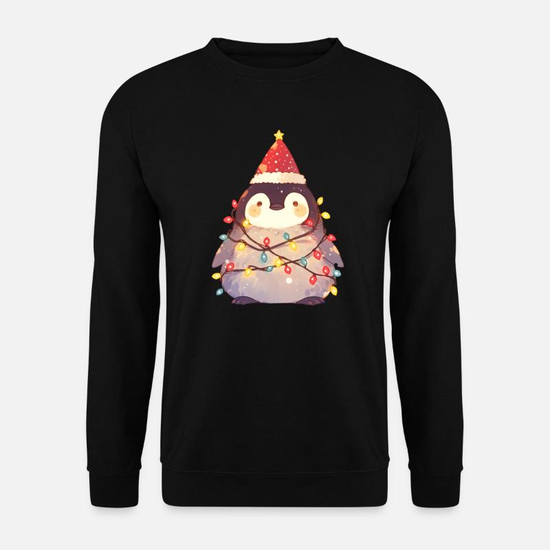 Penguin Christmas Lights Penguin Cute - Unisex Sweatshirt - black