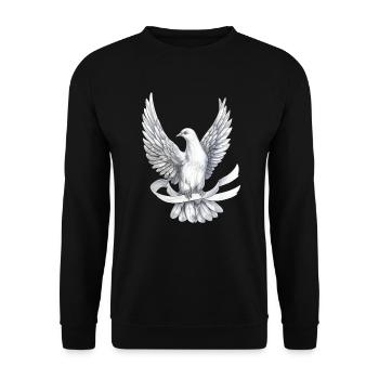 Lungenkrebs-Bewusstseinsmonat Weiße Schleife - Unisex Pullover - Schwarz - Vorne - Alina (178cm) & Michal (187cm)