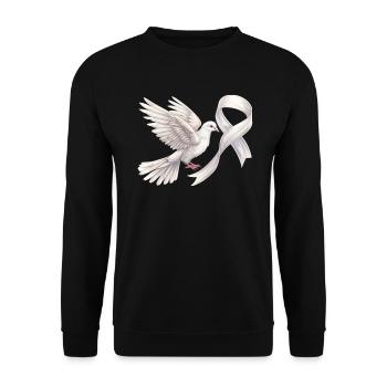 Lungenkrebs-Bewusstseinsmonat Weiße Schleife - Unisex Pullover - Schwarz - Vorne - Alina (178cm) & Michal (187cm)