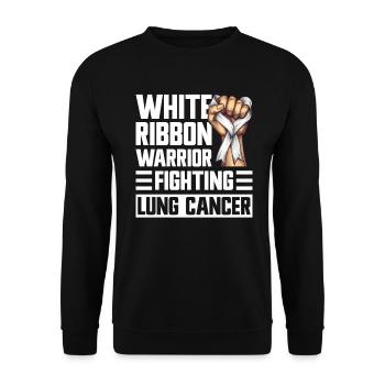 Ruban blanc du Mois de la sensibilisation au cancer du poumon - Sweat-shirt Unisexe - noir - Devant - Alina (178cm) & Michal (187cm)