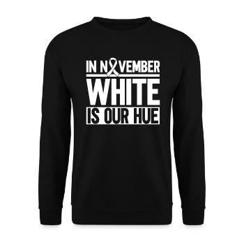 Lung Cancer Awareness Month White Ribbon - Unisex Sweatshirt - black - Front - Alina (178cm) & Michal (187cm)