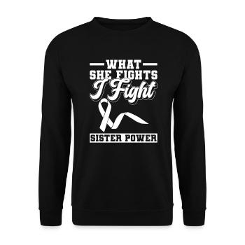 Lung Cancer Awareness Month White Ribbon - Unisex Sweatshirt - black - Front - Alina (178cm) & Michal (187cm)