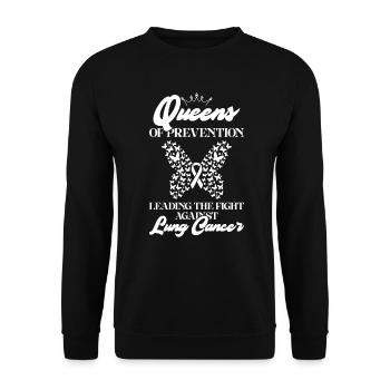 Lungenkrebs-Bewusstseinsmonat Weiße Schleife - Unisex Pullover - Schwarz - Vorne - Alina (178cm) & Michal (187cm)