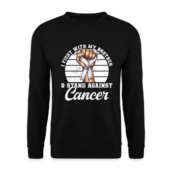 Lung Cancer Awareness Month White Ribbon - Unisex Sweatshirt - black - Front - Alina (178cm) & Michal (187cm)