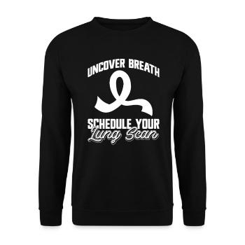 Lung Cancer Awareness Month White Ribbon - Unisex Sweatshirt - black - Front - Alina (178cm) & Michal (187cm)