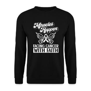 Lungenkrebs-Bewusstseinsmonat Weiße Schleife - Unisex Pullover - Schwarz - Vorne - Alina (178cm) & Michal (187cm)