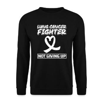 Lung Cancer Warrior Lung Cancer Awareness - Unisex Sweatshirt - black - Front - Alina (178cm) & Michal (187cm)