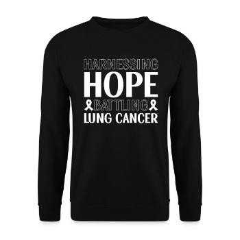 Lung Cancer Warrior Lung Cancer Awareness - Unisex Sweatshirt - black - Front - Alina (178cm) & Michal (187cm)