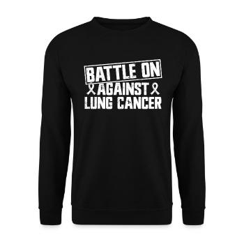 Lung Cancer Warrior Lung Cancer Awareness - Unisex Sweatshirt - black - Front - Alina (178cm) & Michal (187cm)