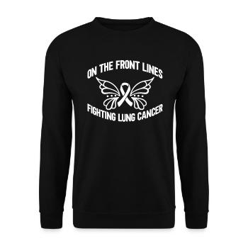 Lung Cancer Warrior Lung Cancer Awareness - Unisex Sweatshirt - black - Front - Alina (178cm) & Michal (187cm)