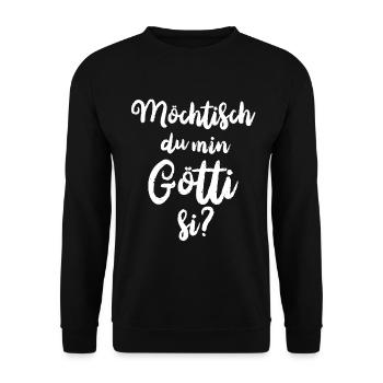 Götti fragen Patenonkel fragen Schweiz Lichtenstei - Unisex Pullover - Schwarz - Vorne - Alina (178cm) & Michal (187cm)