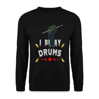 Je joue de la batterie - Sweat-shirt Unisexe - noir - Devant - Alina (178cm) & Michal (187cm)