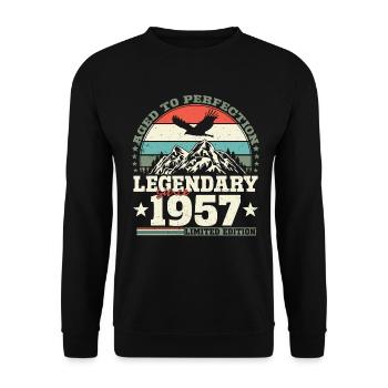 Legendary 1957 Vintage born Birthday Gift - Unisex Sweatshirt - black - Front - Alina (178cm) & Michal (187cm)