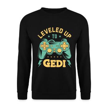 Befördert zum Gedi Patenonkel Österreich - Unisex Pullover - Schwarz - Vorne - Alina (178cm) & Michal (187cm)