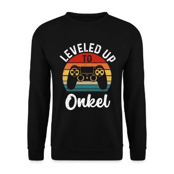 Befördert zum Onkel Du wirst Onkel - Unisex Pullover - Schwarz - Vorne - Alina (178cm) & Michal (187cm)