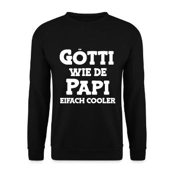 Götti wie de Papi bescht Götti Patenonkel Schweiz - Unisex Pullover - Schwarz - Vorne - Alina (178cm) & Michal (187cm)