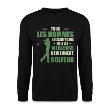 Ebenso bessere Männer werden Golfer - Unisex Pullover - Schwarz - Vorne - Alina (178cm) & Michal (187cm)