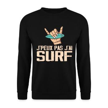 Ich kann nicht surfen - Unisex Pullover - Schwarz - Vorne - Alina (178cm) & Michal (187cm)
