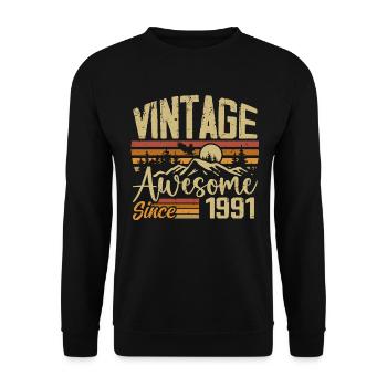 Vintage 1991 Rétro Cadeau D’anniversaire 1991 - Sweat-shirt Unisexe - noir - Devant - Alina (178cm) & Michal (187cm)