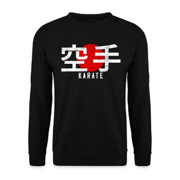Karate Kanji Kampfkunst Dojo mit japanischem Logo - Unisex Pullover - Schwarz - Vorne - Alina (178cm) & Michal (187cm)
