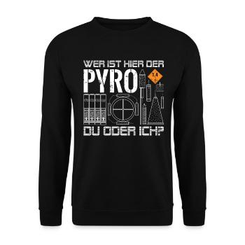 Wer ist hier der Pyro - Unisex Pullover - Schwarz - Vorne - Alina (178cm) & Michal (187cm)