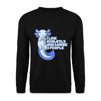 Cute Axolotl | I like Axolotls and maybe 3 People - Unisex Pullover - Schwarz - Vorne - Alina (178cm) & Michal (187cm)