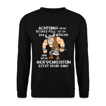 Mein dickes Fell ist in der Wäsche - Unisex Pullover - Schwarz - Vorne - Alina (178cm) & Michal (187cm)