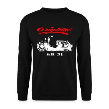 Simson Schwalbe DDR Moped - Unisex Pullover - Schwarz - Vorne - Alina (178cm) & Michal (187cm)