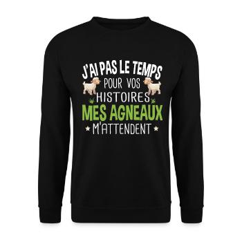 Agneau Animal Cadeau Humour Brebis Mouton Chèvre - Sweat-shirt Unisexe - noir - Devant - Alina (178cm) & Michal (187cm)