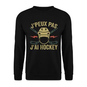 Ich kann nicht, ich habe eine originelle Hockey-Geschenkidee - Unisex Pullover - Schwarz - Vorne - Alina (178cm) & Michal (187cm)