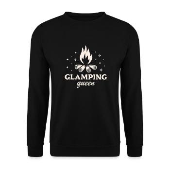Glamping Camping Luxus Humor Mädchen Camper - Unisex Pullover - Schwarz - Vorne - Alina (178cm) & Michal (187cm)