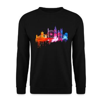 London Skyline Shirt - Unisex Pullover - Schwarz - Vorne - Alina (178cm) & Michal (187cm)