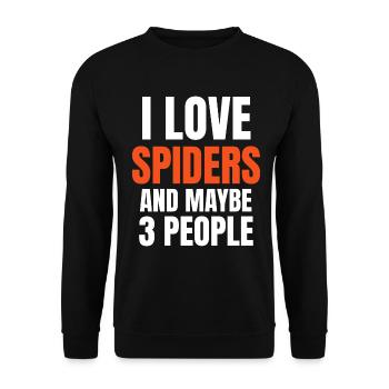 Ich liebe Spinnen und vielleicht 3 Leute lustig - Unisex Pullover - Schwarz - Vorne - Alina (178cm) & Michal (187cm)