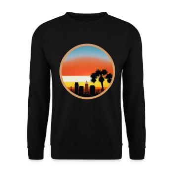 Los Angeles Sunset and Palm - Unisex Sweatshirt - black - Front - Alina (178cm) & Michal (187cm)