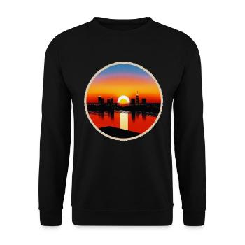 Sonnenuntergang in Los Angeles - Unisex Pullover - Schwarz - Vorne - Alina (178cm) & Michal (187cm)