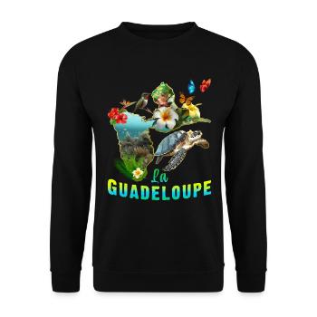 Guadeloupe Paradis Tropicale Unique - Sweat-shirt Unisexe - noir - Devant - Alina (178cm) & Michal (187cm)