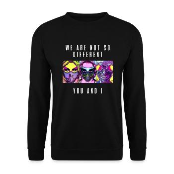 Wir sind gar nicht so verschieden Du und ich - Unisex Pullover - Schwarz - Vorne - Alina (178cm) & Michal (187cm)