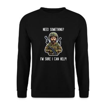 Need Something? I'm Sure I can help! - Unisex Sweatshirt - black - Front - Alina (178cm) & Michal (187cm)