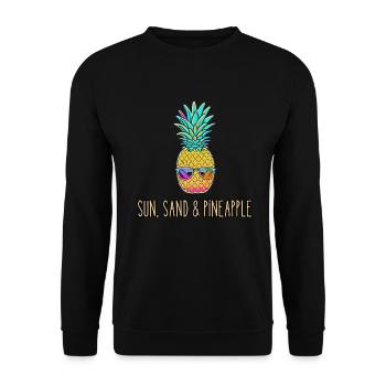 Sonne, Sand und Ananas - Unisex Pullover - Schwarz - Vorne - Alina (178cm) & Michal (187cm)