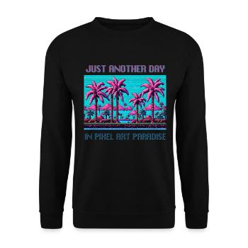 Just Another Day In Pixel Art Paradise - Unisex Sweatshirt - black - Front - Alina (178cm) & Michal (187cm)