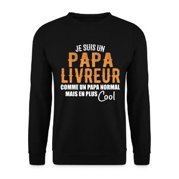 Je Suis Un Papa Livreur - Sweat-shirt Unisexe - noir - Devant - Alina (178cm) & Michal (187cm)