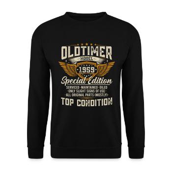 Oldtimer 1959 Jahrgang geboren Geburtstag Geschenk - Unisex Pullover - Schwarz - Vorne - Alina (178cm) & Michal (187cm)