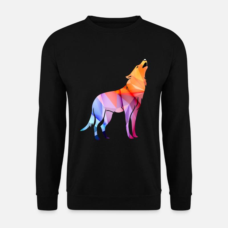 Howling Polygon Wolf - Unisex Sweatshirt - black