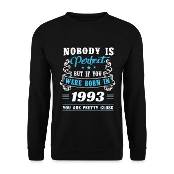 Né en 1993 assez proche de la perfection - Sweat-shirt Unisexe - noir - Devant - Alina (178cm) & Michal (187cm)