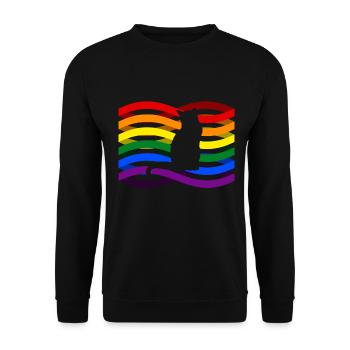 Regenbogen Katze - Unisex Pullover - Schwarz - Vorne - Alina (178cm) & Michal (187cm)