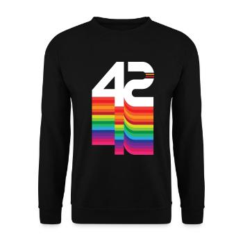 42 Jahre "Geburtstag" - Unisex Pullover - Schwarz - Vorne - Alina (178cm) & Michal (187cm)