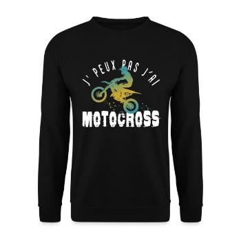 J'peux pas j'ai motocross cadeau humour moto cross - Sweat-shirt Unisexe - noir - Devant - Alina (178cm) & Michal (187cm)