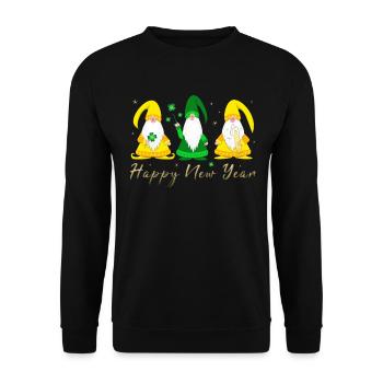 Happy New Year gnome imp - Unisex Sweatshirt - black - Front - Alina (178cm) & Michal (187cm)