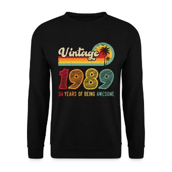 Vintage 1989, birthday gift 34 years - Unisex Sweatshirt - black - Front - Alina (178cm) & Michal (187cm)