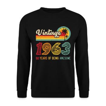 Vintage 1963, Cadeau D'anniversaire 60 Ans - Sweat-shirt Unisexe - noir - Devant - Alina (178cm) & Michal (187cm)